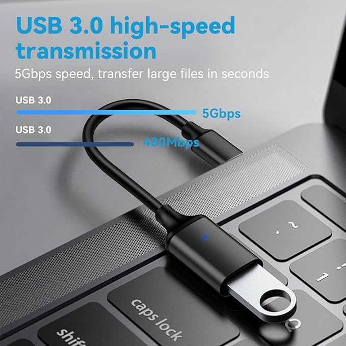 USB C to USB 3.0 Adapter 2 Pack, Type C Male to USB Female OTG Cable Thunderbolt to USB Adapter Compatible for iPhone 16 15 Pro Max iPad MacBook Pro/Air 2023 2022 M1 M2 Galaxy S23 S22 Note 10
