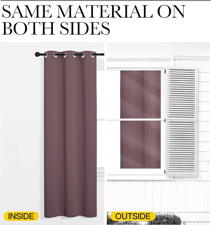 NICETOWN Dry Rose Blackout Curtains for Bedroom (1 Pair, 42 x 63 inches), Farmhouse Thermal Insulated Room Darkening Drapes for Windows