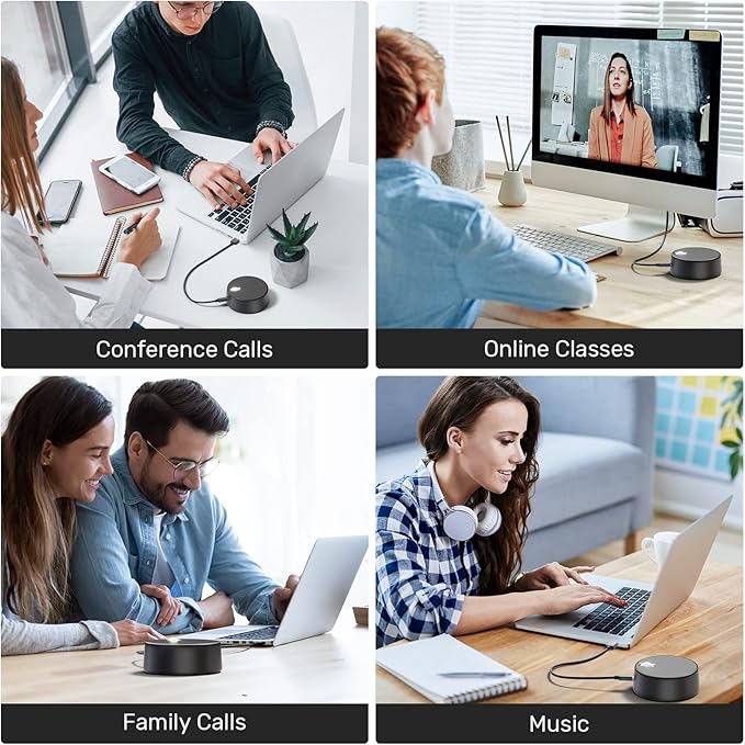 USB Computer Speakers with Microphone, PC Laptop Speaker with Mic, 2 Sound Modes, Hand Free Enhanced Voice Pick up, Compatible with Zoom for Personal Call and Home Office Meeting