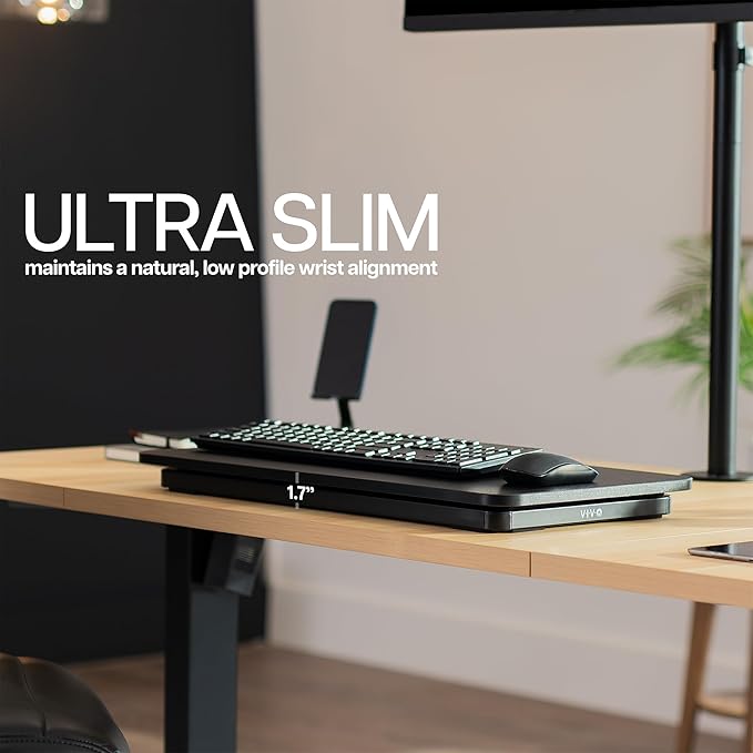VIVO Single Top 24 inch Scissors Lift Keyboard and Mouse Riser, Height Adjustable Laptop Desk, For Ergonomic Sit Stand Workstations, Black, DESK-V024A