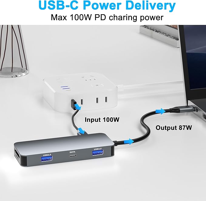 Dual HDMI Adapter for 2 Monitors, Laptop Docking Station Dual Monitor, HDMI Splitter for Dual Monitors, 4K@60hz Double Monitor Adapter, USB C Docking Station for Dell/HP/Mac Laptop