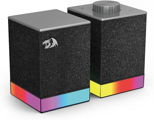 Redragon GS517 RGB Computer Speaker - 2.0 Stereo Sound System with BT & USB Dual Connectivity, 8 RGB Lighting Effects, Touch Controls & Volume Knob - Perfect for Gaming & Multimedia