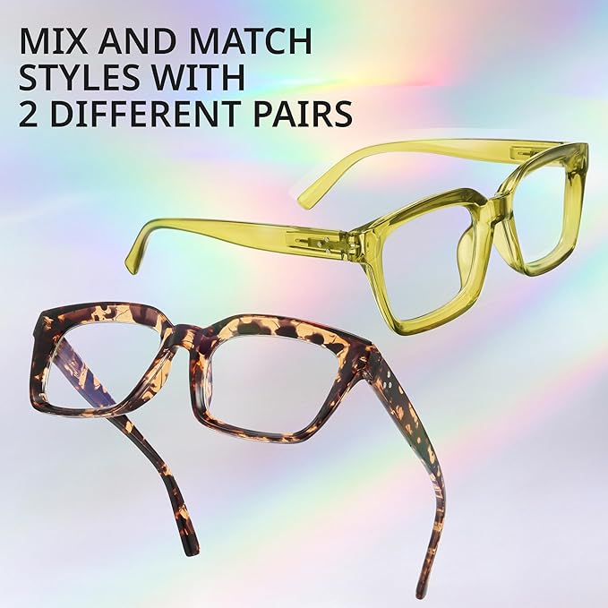 IBOANN Oversized Blue Light Glasses for Woman, Funky Fashion Glasses With Preppy Look, Reduce Screen Fatigue Computer Glasses