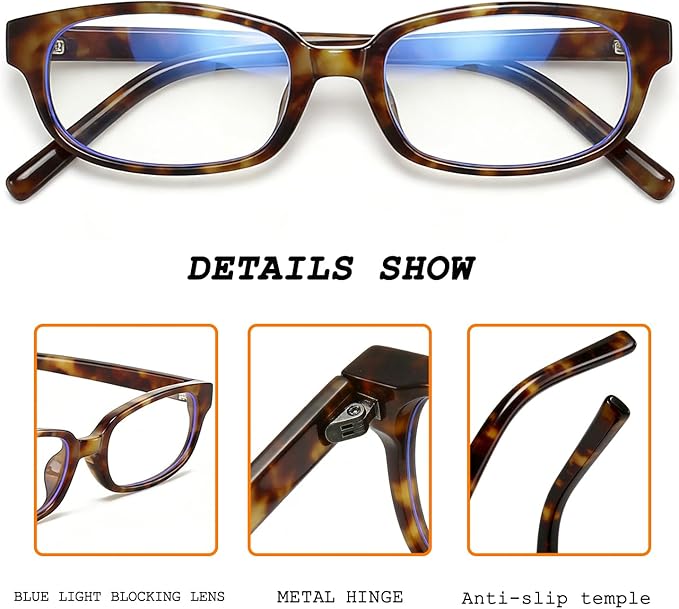 HJSTES Vintage Blue Light Glasses for Women Men Round Bluelight Blocking Glasses Thick TR90 Frame Eyeglasses