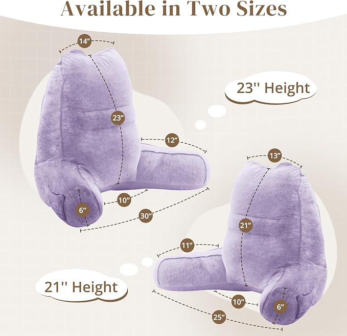 Sasttie Reading Pillow, Pillows for Reading or Relaxing – Ergonomic Support for Head, Neck, Back, and Lumbar, 21-Inch, Lavender