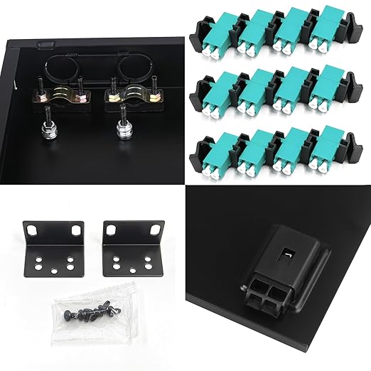 LC-MM 12 Duplex 24 Port Rack Mount Enclosure Box with Splice Tray Multimode LC-OM3 Kit (Includes 1.2 Meter Pigtail and 12PC Coupler)