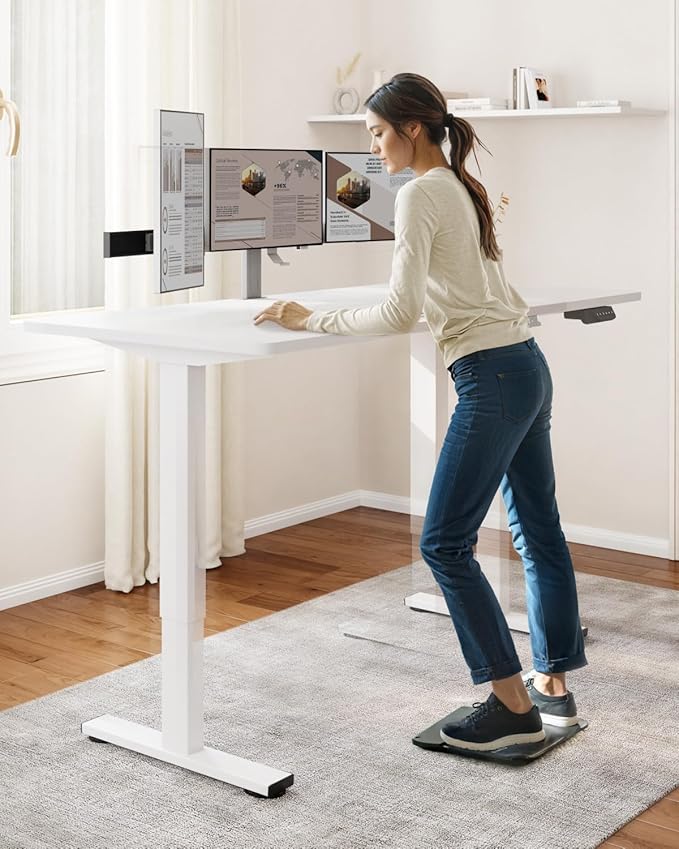 SANODESK Dual Motor Electric Standing Desk 71 x 32 Inches, Height Adjustable Sit Stand Desk with Large Splice Board for Home Office, Computer Workstation, Study & Gaming, White Frame/White Top