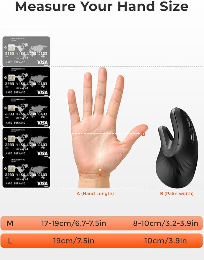 DAREU Ergonomic Vertical Wireless Mouse, 2.4G Optical Vertical Mouse with Ergo Design for Comfort and Reduced Wrist Strain,3 Adjustable DPI Levels with 6 Buttons, Computer Mice for Laptop, Desktop PC