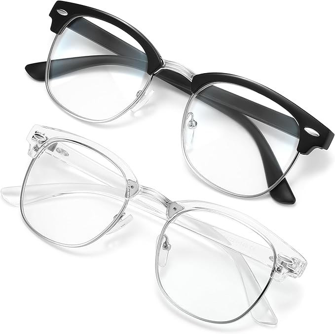 racico Blue Light Glasses for Men – Computer Gaming Blocking Glasses Anti Eyestrain, UV Clear Lens, Vintage Blue Blockers