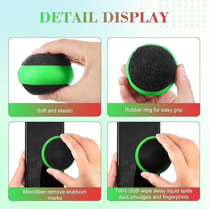 Suclain 4 Pack Touch Screen Cleaner Balls Phone Cleaning Ball Microfiber Touch Car Screen Glass Cleaner for Easter Computer Laptop Phone Monitor(Red, Blue, Yellow,Green)