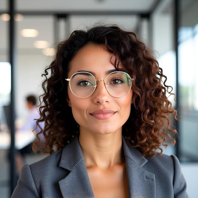 HJSTES Round Blue Light Glasses for Women Men Retro Circle Clear Lens Metal Frame Eyeglasses