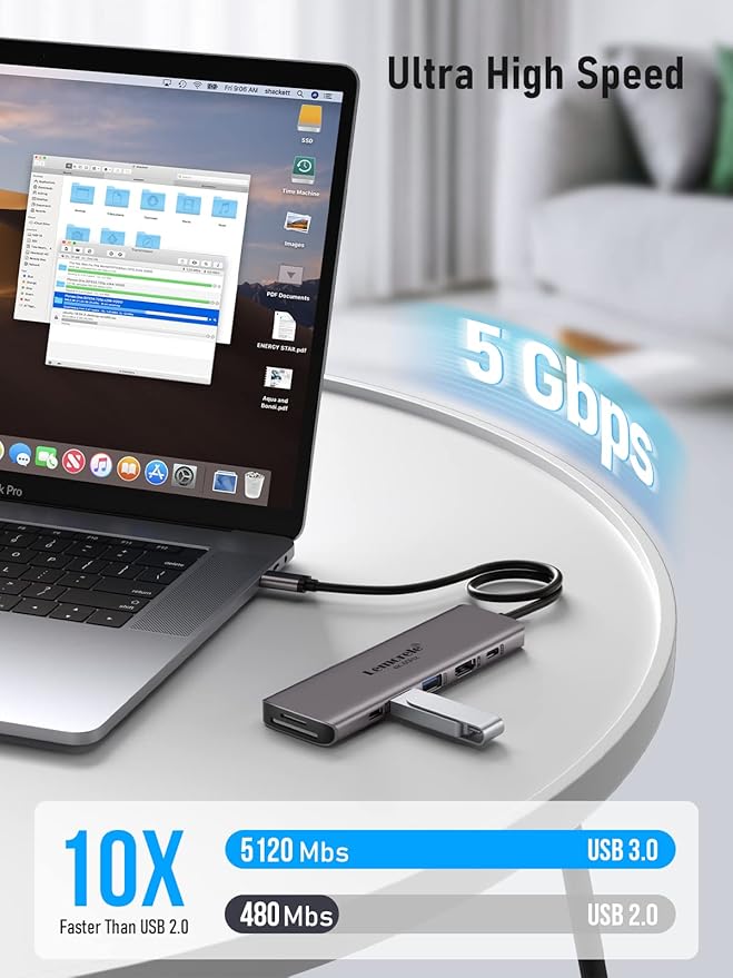 USB C Hub Multiport Adapter,7-in-1 4K 60Hz HDMI Docking Station, 100W PD, SD/TF 3.0 Slots, 2 USB 3.0 & USB C 3.0 5Gbps Data Ports, for MacBook, iPad, Surface, XPS, ChromeBook