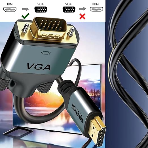 HDMI to VGA 30FT Cable with IC, Gold-Plated HDMI to VGA Compatible for Computer, Desktop, Laptop, PC, Monitor, Projector,HDTV, Raspberry Pi, Roku, Xbox and More, Green-Gray Aluminum Shell