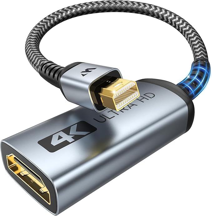 Warrky 4K Mini DisplayPort to HDMI Adapter, [UHD, Gold-Plated Plug, Aluminum Case, Super Slim] Thunderbolt to HDMI Converter Compatible for MacBook Air/Pro, Surface Pro/Dock, Monitor/Projector