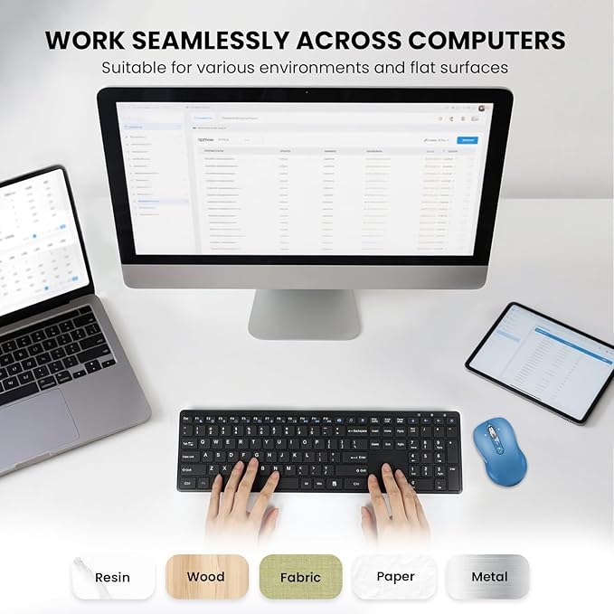 Wireless Bluetooth Mouse Rechargeable,USB+BT×2,Multi Device Quiet Ergo Computer Mouses,Metal 4-Way Super Scrolling,± 3200 DPI,10 Button,Plug&Play,Cordless Mice for Laptop,Tablet,Mac,iPad,PC,Phone-Blue