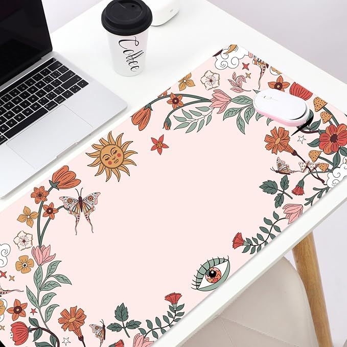 Boho Desk Mat for Keyboard and Mouse，Computer Desk Matt for Desktop，Large Mouse Pad for Desk，Desk Pads on Top of Desks 15.7"" x 31.5""
