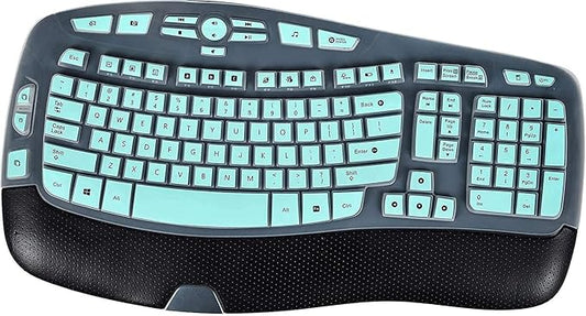 Keyboard Cover for Logitech K350 MK570 MK550 Keyboard Cover for Logitech K350 MK550 MK570 Wireless Wave Keyboards Covers Skin Protector Accessories, Mint Green