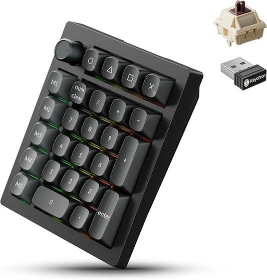 Keychron V0 Ultra 8K Polling Rate Wireless (2.4 GHz & Bluetooth) ZMK Custom Number Pad with Hot-swappable Switches 360-Hr Battery PBT Keycaps for Mac Windows Linux