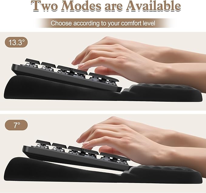 HONGZHONG Keyboard Stand with Wrist Rest, Extra Large Computer Wrist Support Pad, Comfy Ergonomic Keyboard Riser Holder for Relieve Hand Pain, Black (Point Type)