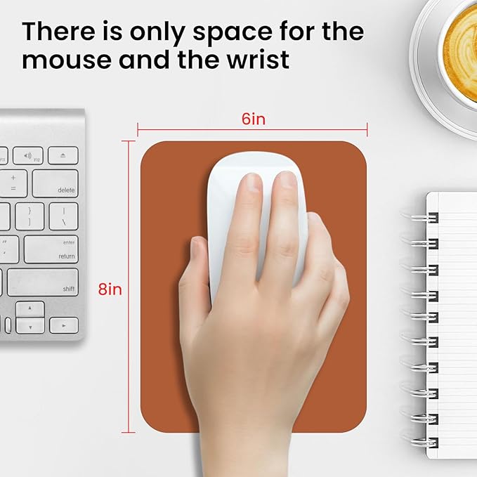 Small Mouse Pad 6 x 8 Inch, Horizontal and Vertical Flexible use. Great for Traveling, Wireless laptops, Keyboard Trays, Offices, etc. (Brown)