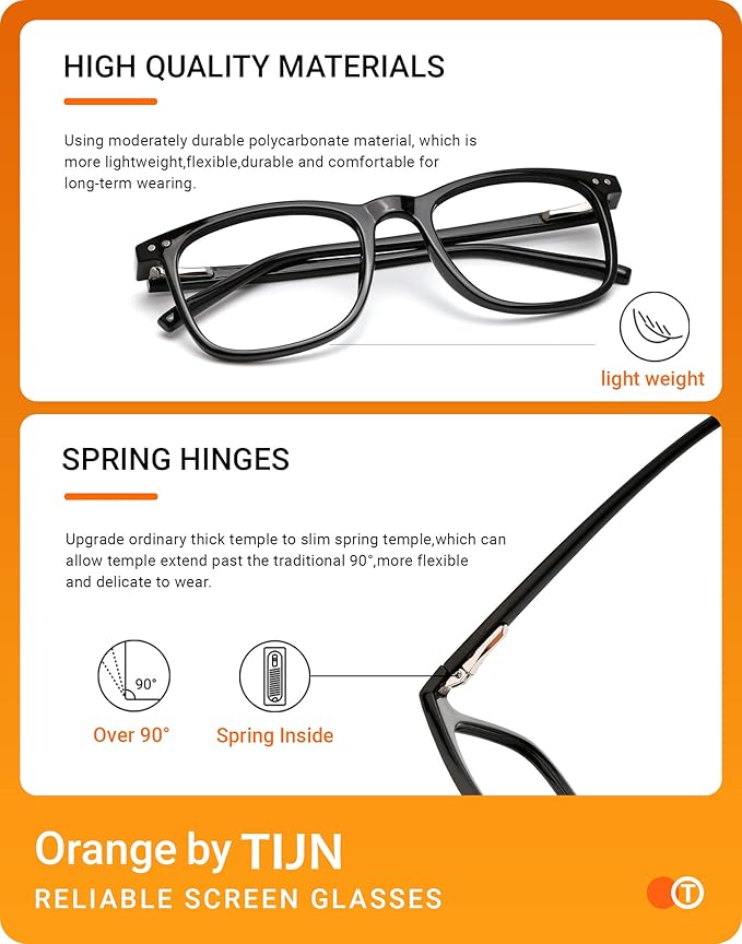 TIJN Sleep Glasses Blue Green Light Blocking Dual AR Coatings Amber Lens for Computer Gaming Screen Fatigue & UV Protection
