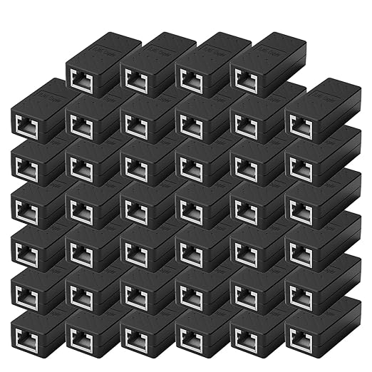 40 PCS Gigabit RJ45 Coupler, Ethernet Extender Connector in Line Coupler for Cat8/Cat7/Cat6/Cat5e/Cat5 Ethernet Cable Extender Adapter Female to Female (Black)