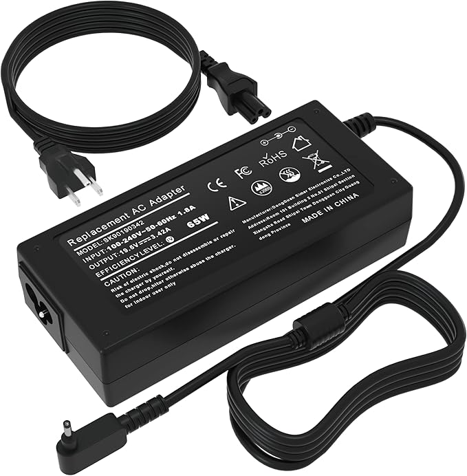 SOLICE 65W 19V Compatible with Acer Aspire 5 3 1 A315-55 A315-58 A317-22 A514-56 A517-58 A515-55 A517-54 A314-22 A315-22 Series Swift 3/Spin 5/Chromebook CB3111 N18Q13 N15Q9 Series Adapter Power Cord