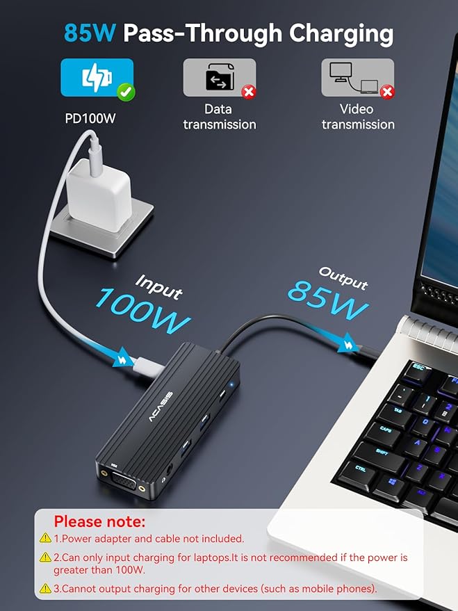 ACASIS USB C Docking Station Dual Monitors,8-in-1 Laptop Docking Station with Dual Monitor 2*HDMI +VGA +3 * 5G USB-A/C+3.5MM Audio+PD100W, Laptop Dock for Dell/HP/Lenovo ThinkPad（Black）