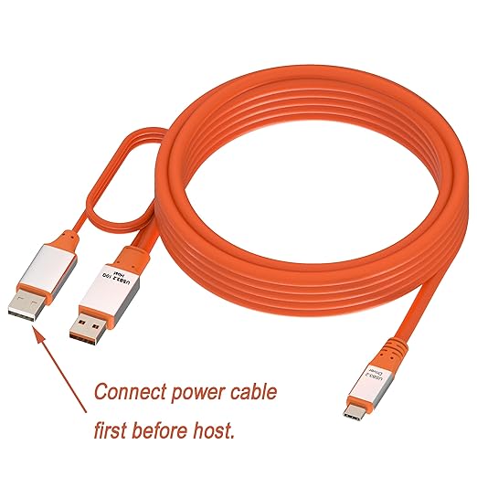 OkyLink 15ft (5M) USB 3.2 Gen 2 Type A to Type C Male to Male Cable - 10Gbps Long Range with External Power, Orange