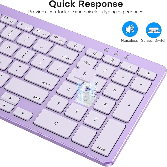 OMOTON Wired Keyboard Compatible with Mac, with Dual Interface (USB and Type-C), Numeric Keypad Compatible with MacBook Pro/Air, iMac, Mac mini/Pro Laptop, Purple