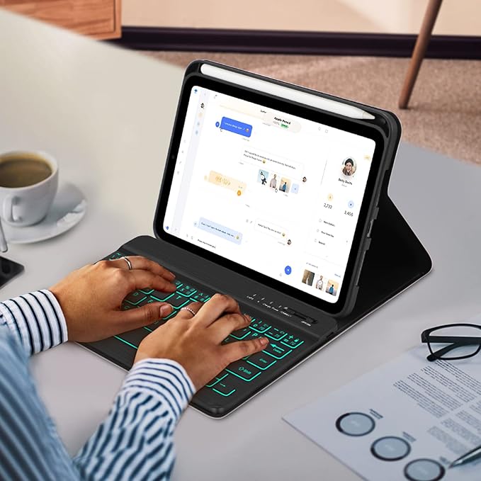 BORIYUAN iPad mini 7th Gen 2024 (A17 Pro) & iPad mini 6 Keyboard Case 2021, Detachable Wireless Keyboard, 7 Color Backlit, Slim Folio Cover with Pencil Holder for iPad mini 7th/6th Gen 8.3 inch Black