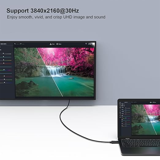 4K DisplayPort to HDMI 6 Feet Cable, Uni-Directional DP 1.2 Computer to HDMI 1.4 Screen Gold Plated Cord for Lenovo, HP, ASUS, Dell and Other Brands