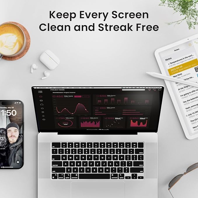EVEO® Screen Cleaner Spray Kit (Streak-Free) TV Screen Cleaner for Smart TV, LCD, LED, OLED | Computer Screen Cleaner Spray and Wipe Microfiber Cloth - TV, Monitor, Laptop, iPad, Car - 6.7oz 2 Pack