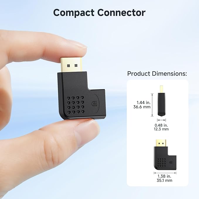 Cable Matters Combo-Pack 4K@240Hz Flat Right Angle DisplayPort 1.4 Adapter, 270 Degree and 90 Degree DisplayPort Adapter for 8K@60Hz / 4K@240Hz, Black
