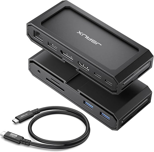 JSAUX 11 in 1 USB C Docking Station for Handheld Gaming, 8K HDMI and DisplayPort, 100W PD Pass Through, Gigabit Ethernet, USB C Data, 3 USB A, SD TF, 3.5mm Audio, Steam Deck, ROG Ally, MacBook-HB1101