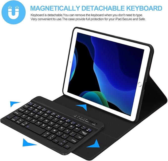BORIYUAN for iPad mini 1 2 3 4 5 Case with Keyboard, Detachable Wireless Bluetooth Keyboard, Slim Magnetic Folio Protective Cover Case with Pencil Holder for iPad mini 7.9 inch, Auto Sleep/Wake