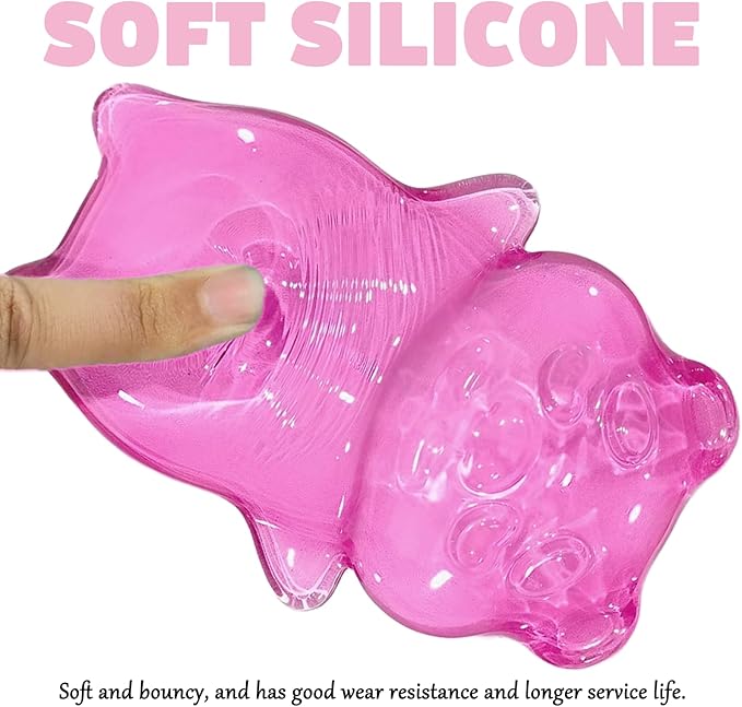 Gel Wrist Rest for Keyboard and Mouse Transparent Pink Bear Elbow Pad Cushion Ergonomic Cute Clear Cool Mouse Wrist Pad Silicone Non-Slip Support for Computer Gaming Home Office Hand Pillow