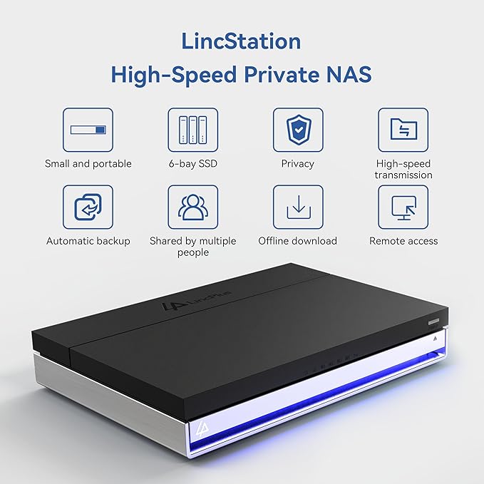 LincStation N1 Mini NAS, Intel Alder Lake Quad-Core x86, 16GB RAM, 128GB eMMC, 6-Bay Hybrid Storage (4X M.2 NVMe + 2X 2.5 SATA), Unraid OS with Starter License, 2.5G LAN, HDMI 2.0 (Diskless)