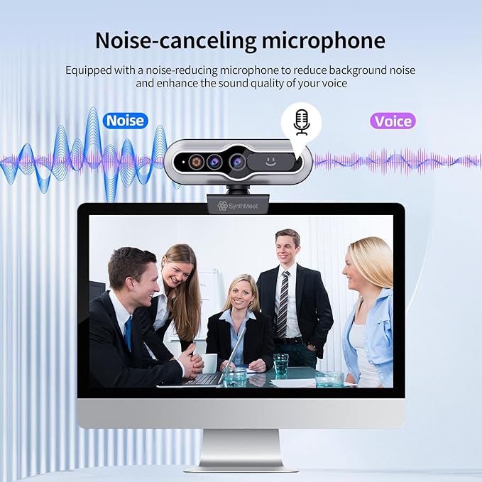 Windows Hello Webcam, 2K 30FPS, 5MP 84°FOV USB Webcam with Noise-reducing Mic, Facial Unlocked, Built-in Privacy Cover, Plug and Play, Wide Compatibility for Personal Meetings, Video Calls
