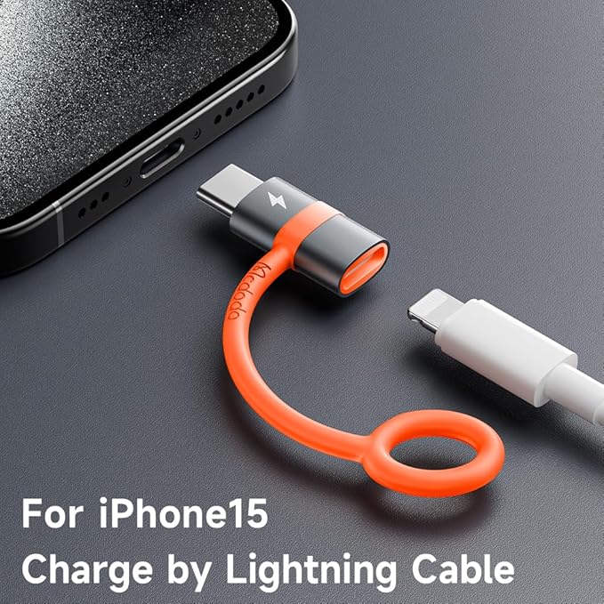 mcdodo 60W Lightning to USB C Adapter, Lightning Female to USB-C Male Adapter Support Fast Charging and Data Transfer for iPhone 15 16 Pro/ProMax/iPad/MacBook/Galaxy, Not Support OTG/Audio
