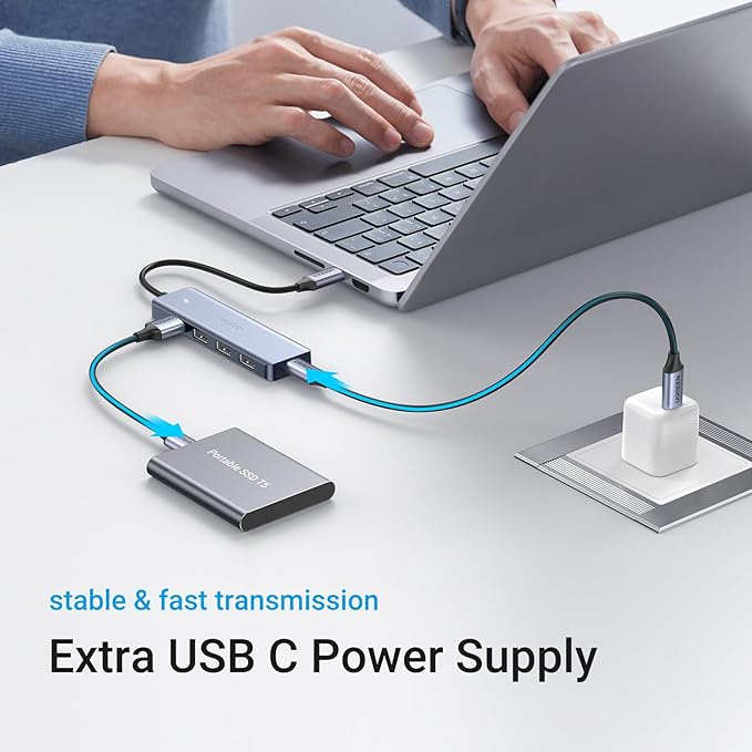 UGREEN USB C to USB A Hub with 4 USB 3.0 for Laptop, MacBook Pro/Air, Mac mini M4, iMac, iPad Pro, Chromebook, Dell XPS, Galaxy S23, and More, 0.5FT