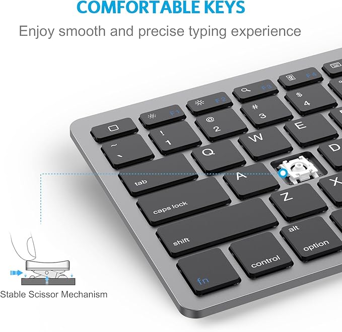 OMOTON Bluetooth Keyboard Compatible with iPad A16 11th 10th Generation, iPad 10.2 (9th/8th/7th), iPad Pro 13/12.9/11 inch, iPad Air/Mini and More iOS Devices, Black Grey