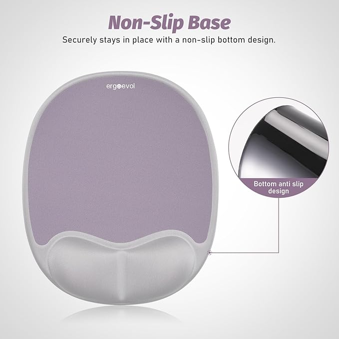 Ergonomic Mouse Pad with Skin-Friendly Lycra Memory Foam Wrist Rest, Easy-to-Clean Smooth PP Surface, and Non-Slip PU Base – Ideal for Vertical, Ergonomic, and Office Mice(Silver Gray)