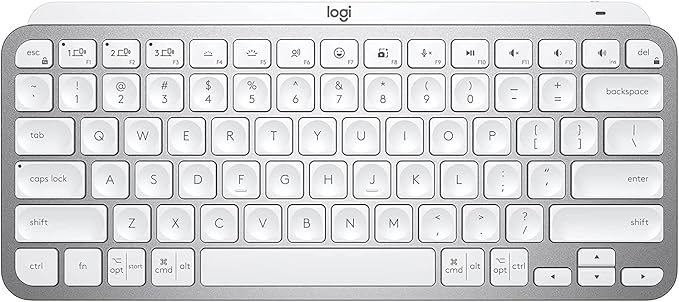 Logitech MX Keys Mini Minimalist Wireless Illuminated Keyboard, Compact, Bluetooth, Backlit, USB-C, Compatible with Apple macOS, iOS, Windows, Linux, Android, Metal Build - Pale Gray (Renewed)
