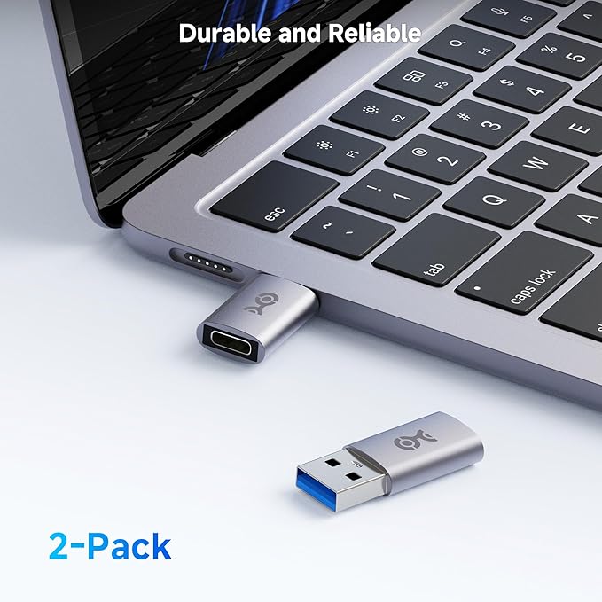 Cable Matters 2-Pack 10Gbps USB to USB C Adapter for Fast Charging & High-Speed Data Transfer, Reversible USBC Port, USBA Male to USBC Female Adapter for iPhone 17/16, iPad Pro, Galaxy S23