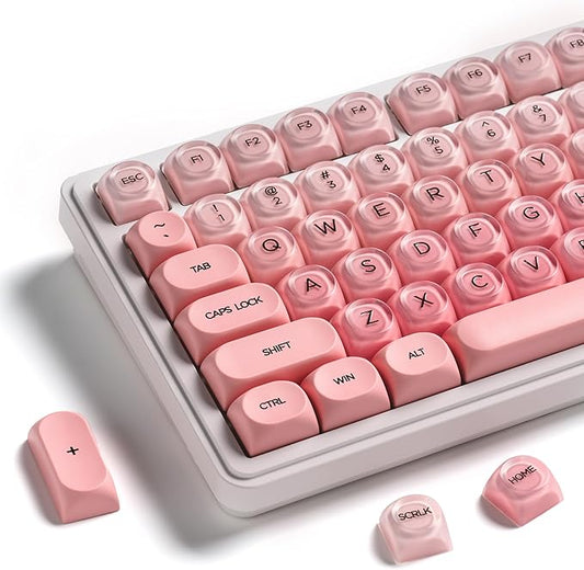 OHY PBT Keycaps, XVX Pink Jelly HOA Profile Key Cap, 132-Key Cute Custom Keycaps (for Mechanical Keyboards with Cherry/Gateron MX Switches)-Blush Pink