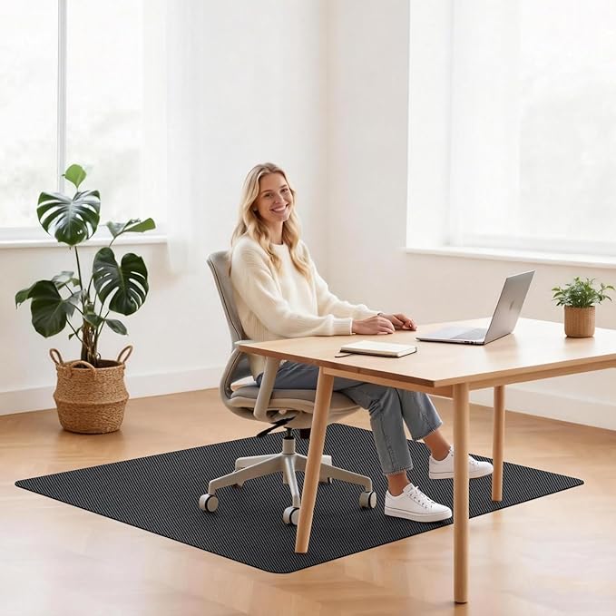 Sycoodeal Office Chair Mat for Hardwood & Tile Floor, 36" x 48" Computer Gaming Chair Mat for Rolling Chairs Non-Curve, Anti-Slip, Heavy Duty Floor Protector for Home Office (Dark Grey)
