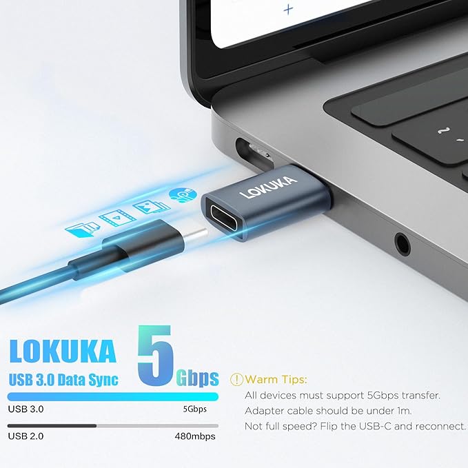 USB C to USB A Female Adapter (3 Pack), 5 Gbps USB 3.0 Female to USB Type C Male OTG Adapter Converter Compatible with MacBook, Microsoft Surface, Pad, Samsung Notebook, Galaxy, etc, Gray