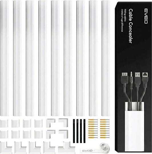 Cord Covers for Wires on Wall - 150in Cable Management Cable Hider - Cord Hiders for TV On Wall - Paintable Cable Concealer - Wire Covers for Cords - 10X (L16 x W1.1 x H0.55) - Large | White