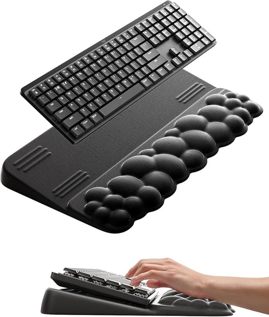 Vaydeer Cloud Wrist Rest with Keyboard Stand, Computer Wrist Support Pad Soft Memory Foam, Ergonomic Keyboard Riser Holder Lifter Tilted Wrist Cushion for Desk, Palm Hand Typing for Office Home Gaming